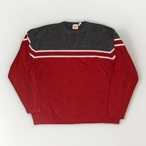 Vintage Sideout Striped Sweater Gray Red Men’s XL 22x25 Skater Y2K Grunge
